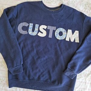 Womens custom navy sweatshirt patchwork size medium